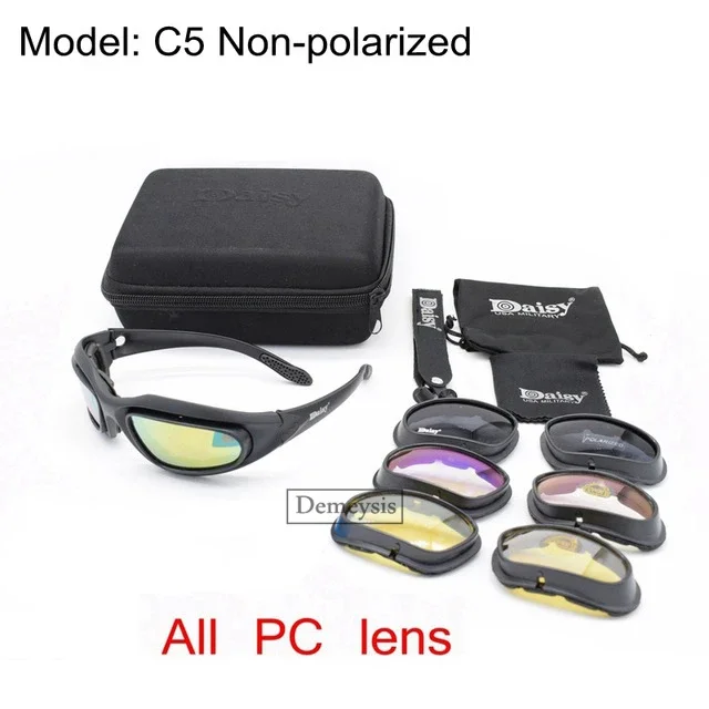 Daisy Taktische polarisierte Brille, Outdoor-Sportbrille, Sonnenbrille mit 4-Linse, Originalverpackung, Herren-Schießen, Wandern, Brillen, Gafas