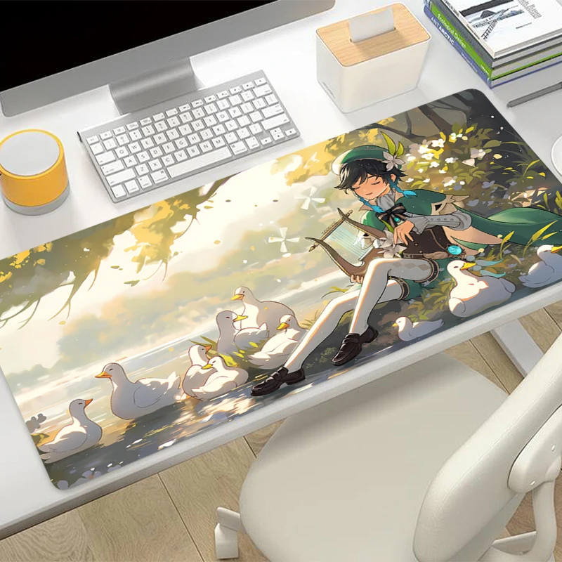 Genshin Impact Venti Mousepad Office Computer Desk Mat Keyboard Mouse Pad Cushion anti-slip Deskpad PC Anime game Large Mousepad
