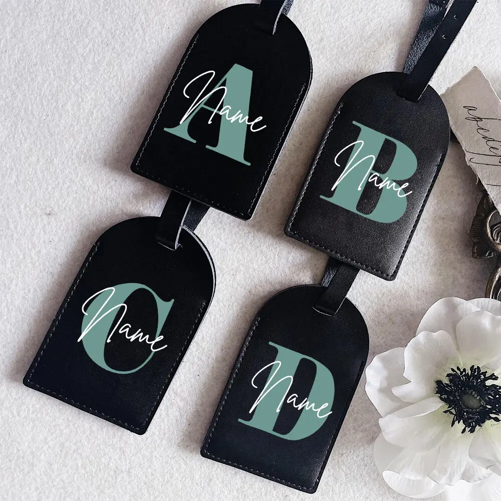 

Personalised PU Luggage Tag Initial with Name Monogram Luggage Tag for Suitcase Baggage Tags Travel Bag Label Tag Best Gift