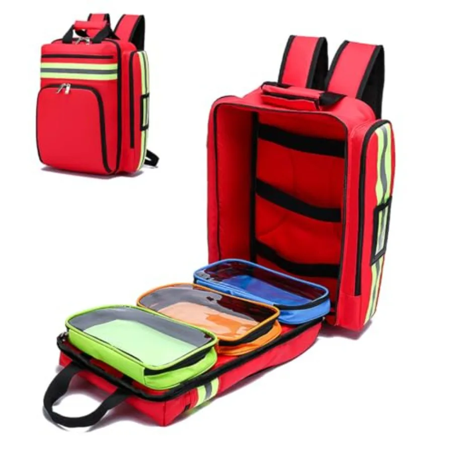 

Рюкзак для оказания первой помощи медсестрам с съемным прозрачным отделением, медицинская сумка для путешествий, легкий и портативный дизайн, идеально подходит для