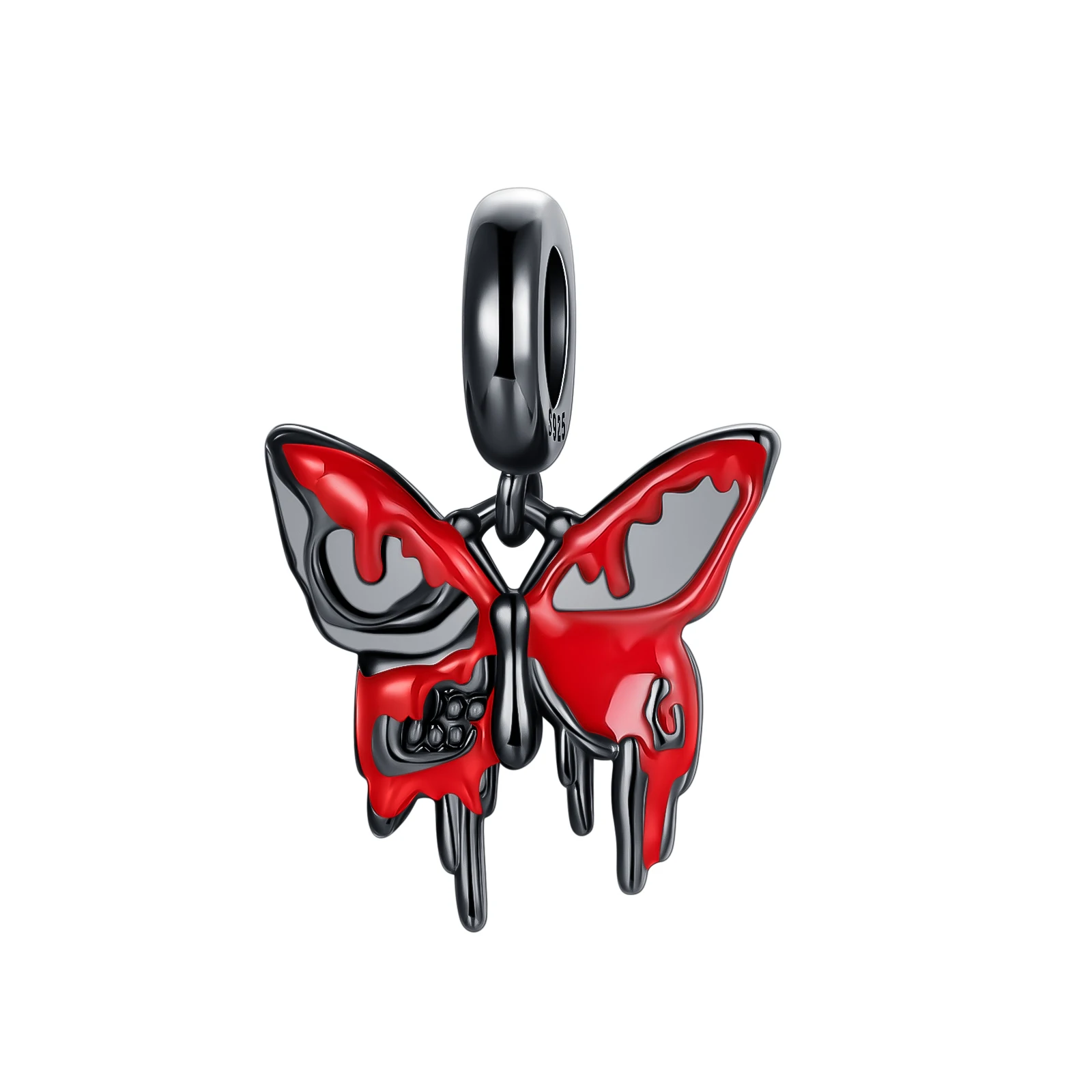 925 Sterling Silver Butterfly Black Red Charm Fit Pandora Charms Bracelets Women DIY Jewelry Gift