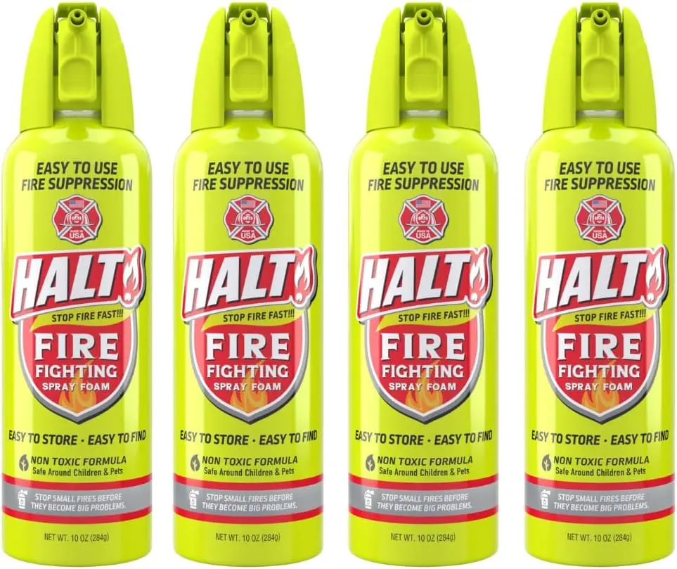 

10oz Non-Toxic Fire Safety Spray, PFAS-Free Portable Fire Suppressor for Home, Kitchen, Car, Camping - Made in USA (4pk)