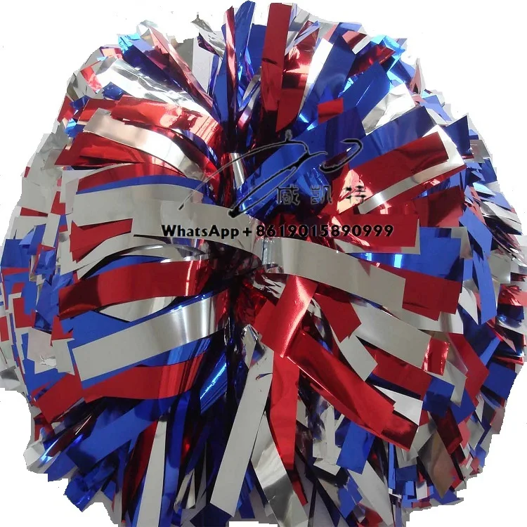 

6 Inch Three Color Mixed Cheerleading Metallic Pom Poms Ball