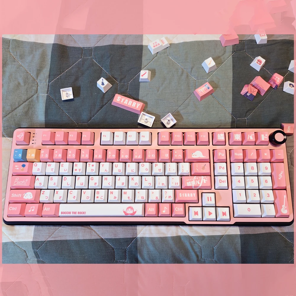 Bocchi The Rock Keycaps Gotou Hitori Yamada Ryo PBT Keycaps Cherry Profile 5-Side Dye-Sub PC Gaming Set For Mechanical Keyboard
