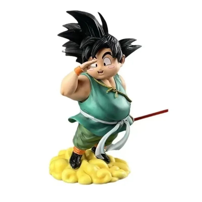 18cm Dragon Ball Gk Fat Man Goodbye Son Goku Somersault Cloud Statue Model Q Edition Pvc Action Figurine Decoration Toys Gift.