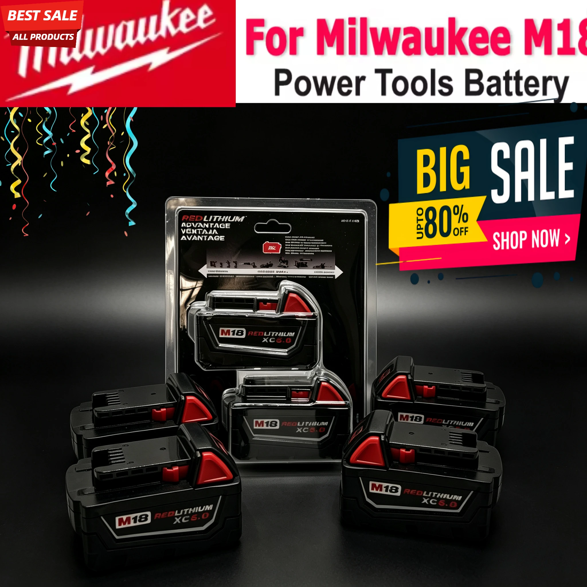 

Аккумулятор Milwaukee M18 6.0Ач 5.0Ач, 18В, литий-ионный, замена для 48-11-1860 2604-22, для электроинструментов M18