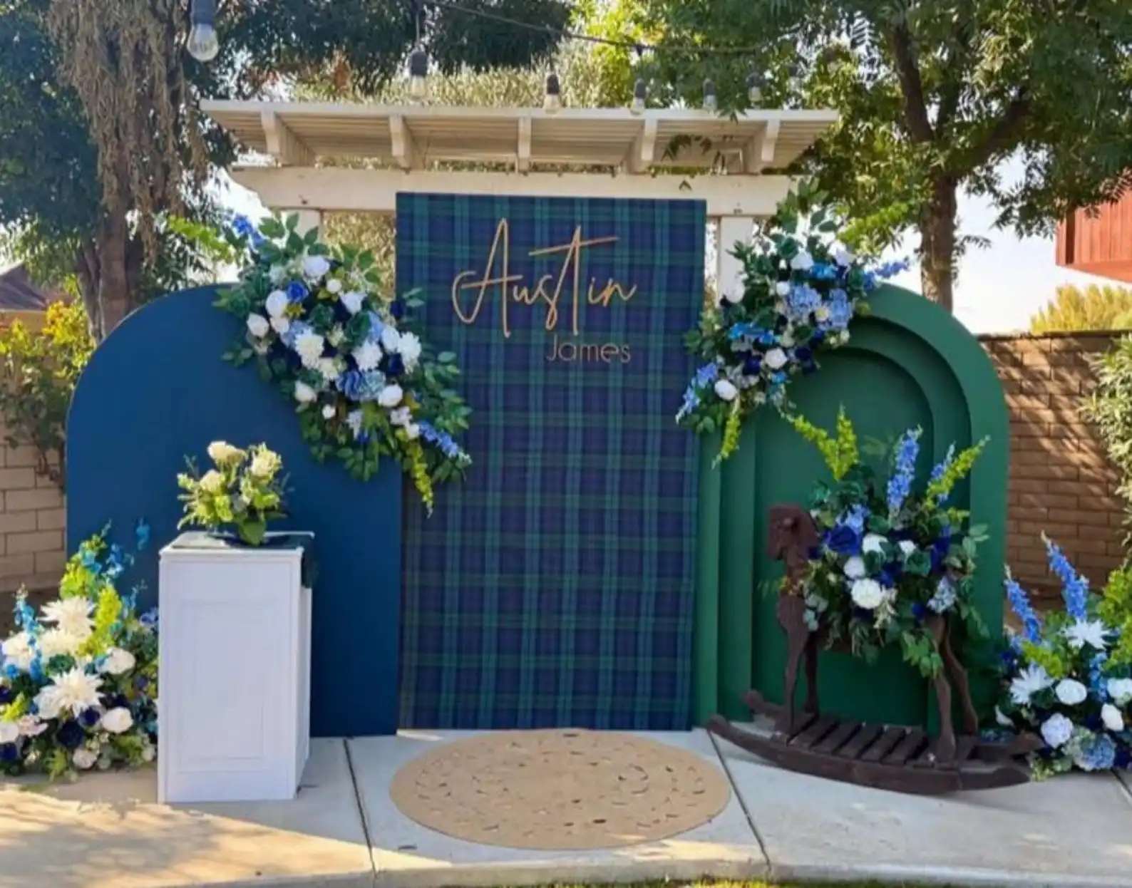 Mehofond مخصص 2-الجانب الأخضر الترتان الدب موضوع الأولاد حفلة عيد ميلاد غطاء استحمام الطفل كيارا قوس جدار خلفية ديكور خلفية #2