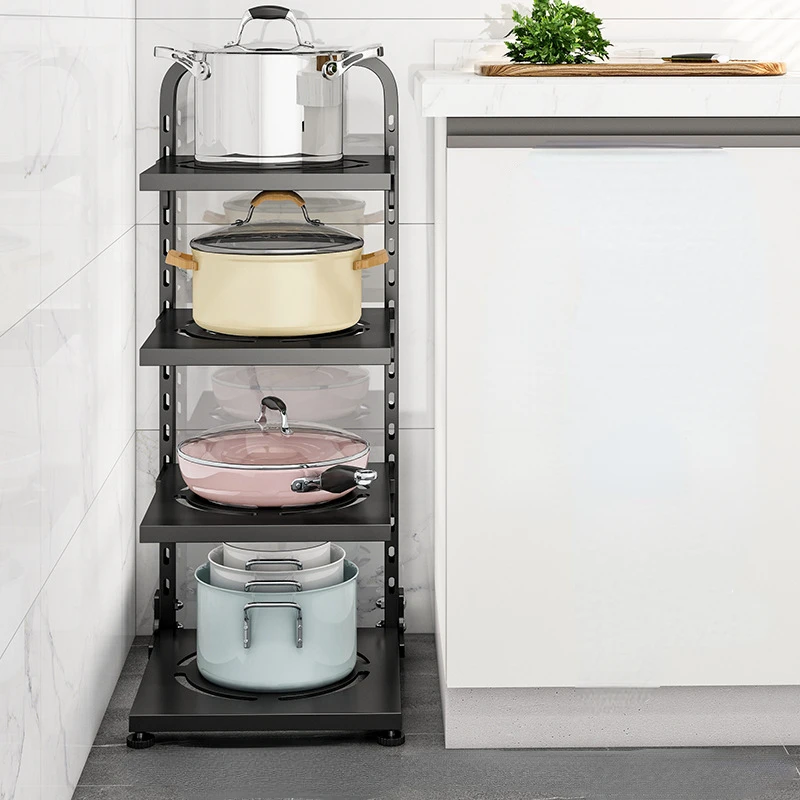 Pot Layer Kitchen 2/3/4 For Non-slip Pan Rack Organizer Multi-layer Cabinet Pot Holder Shelf Tiers Pot Organizer Adjustable And