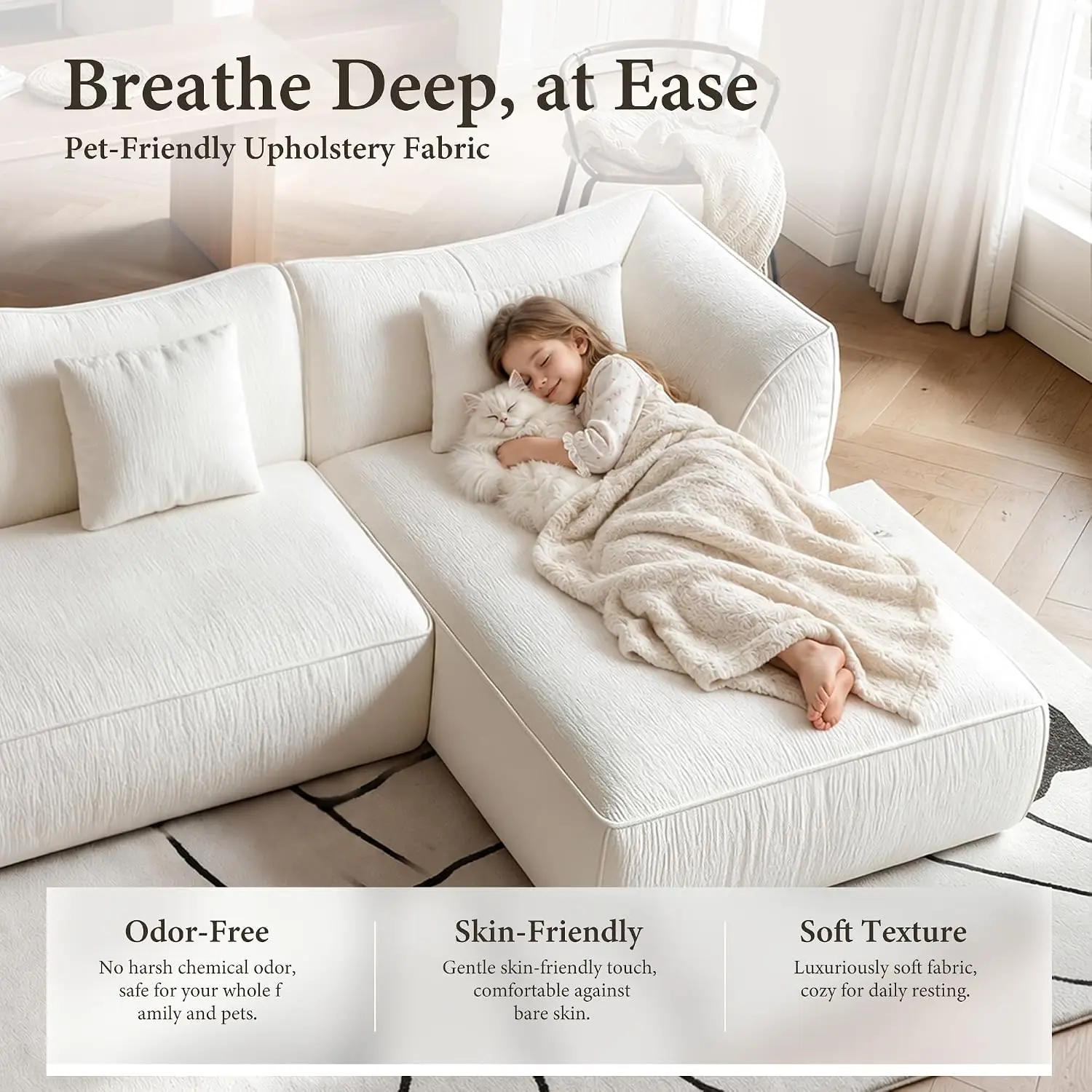 141.7" Cloud Sectional Boneless Couches for Living Room, No Assembly
