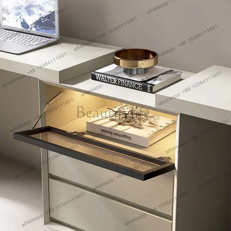 Italian minimalist home student writing desk simple bedroom telescopic double computer work integrated desk