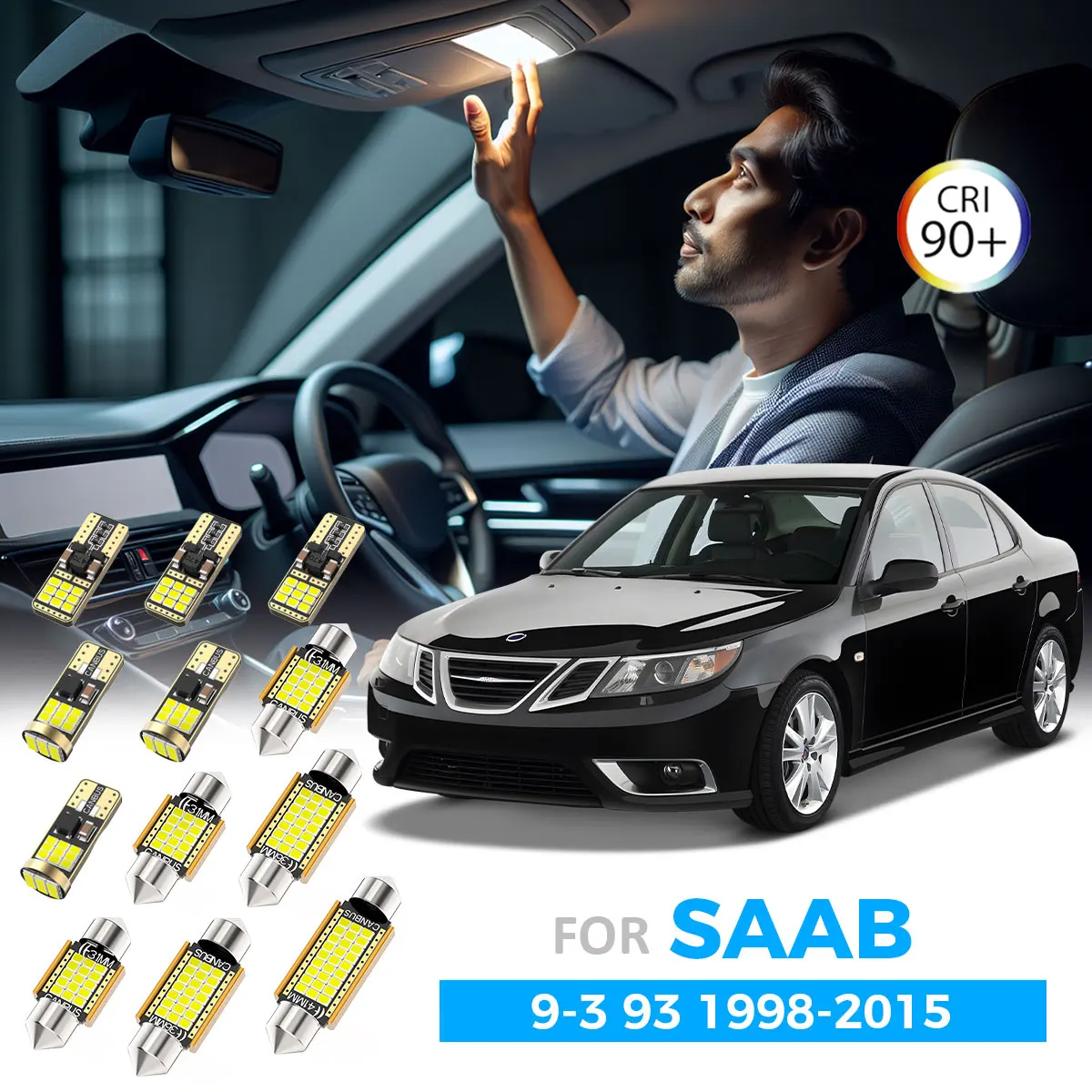 AENVTOL For Saab 9-3 93 YS3D YS3F Aero Sedan Wagon Cabrio 1998-2009 2010 2011 2012 2013 2014 2015 LED Interior Light Bulb Kit