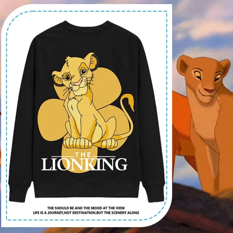 

Disney Lion King Co-long Sleeve T-shirt Man Simba Nana Cartoon Print Couple With Loose Clothes