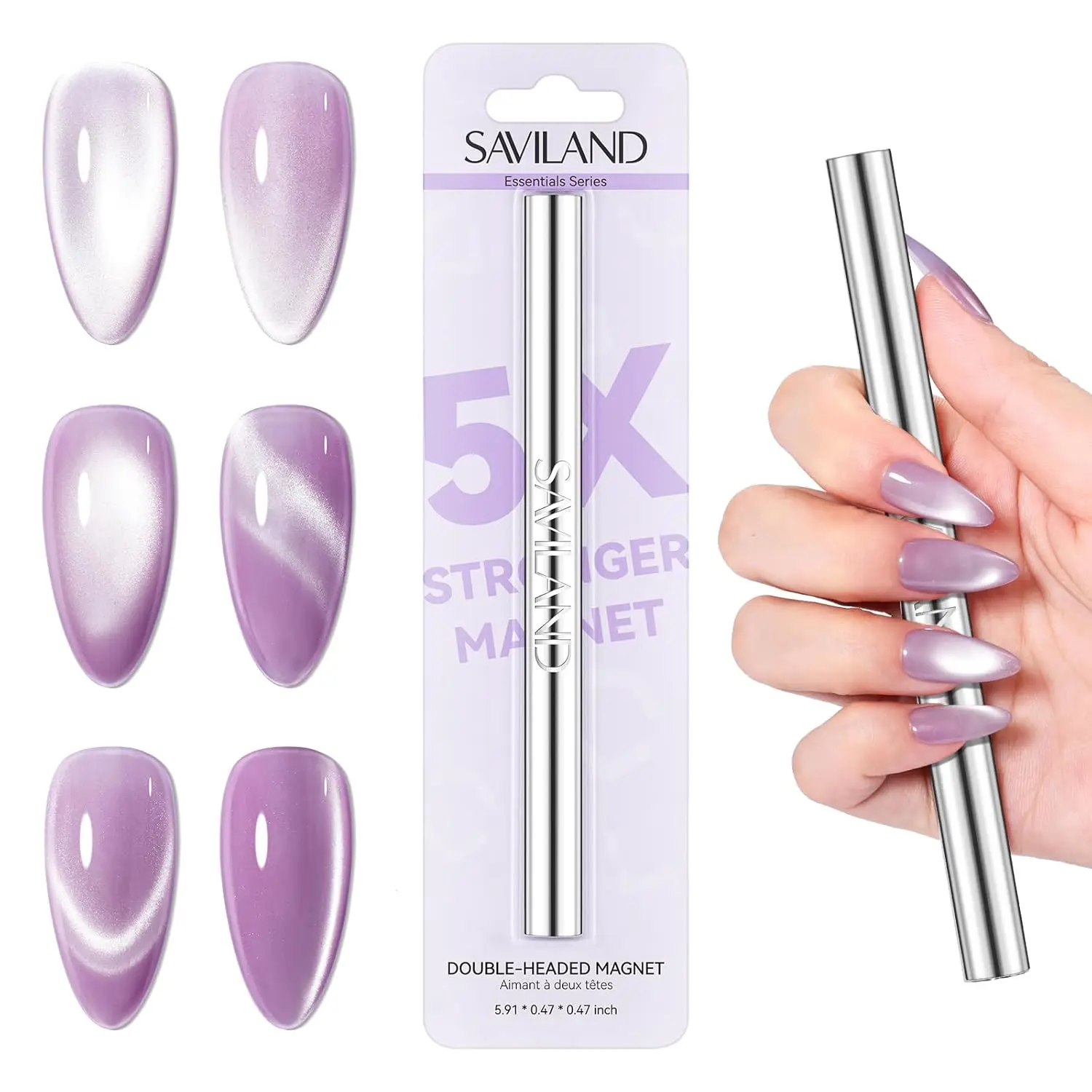 

Cat Eye Magnet for Nails: 5X Strong Neodymium Stick, Ergonomic Dual-Ended Wand for 3D Nail Art