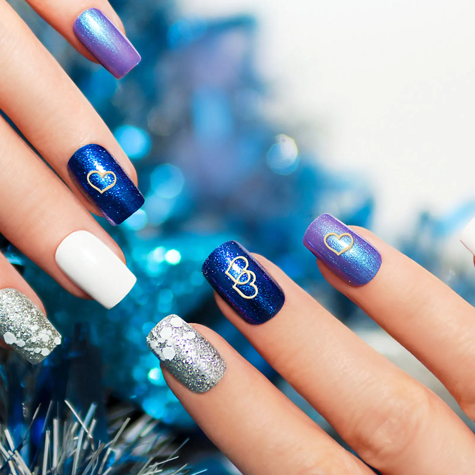 

200Pcs Heart Nail Art Decals Metal Thin Love Stickers DIY Nails Body Face Craft Supplies Nail Sticker Metal Slices