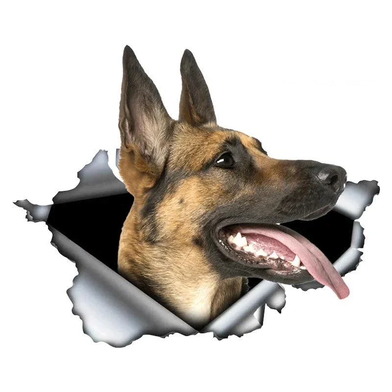 Etiqueta personalizada 3d para carro e motocicleta, 13cm, com malinois, pastor alemão, animal de estimação, cão, à prova d\'água