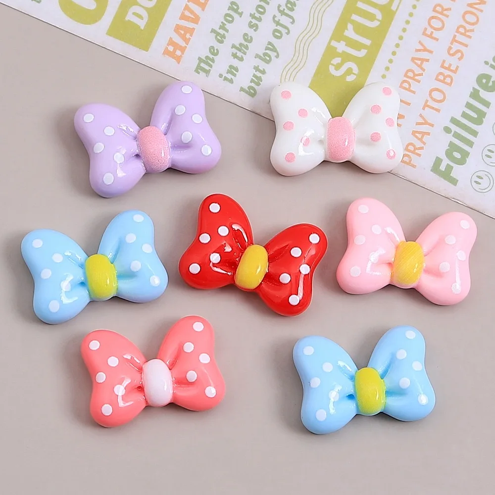 20pcs Resin Kawaii Colorful Handwork Bowknot Flatback Figurine Scrapbooking DIY Home Accessories Crafts