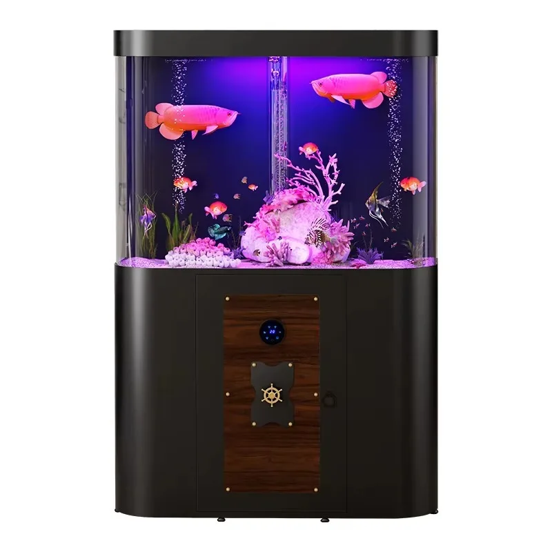 

190L New Durable Plastic Indoor Aquarium Ornamental Fish Koi Goldfish Tank Round Standing Aquarium