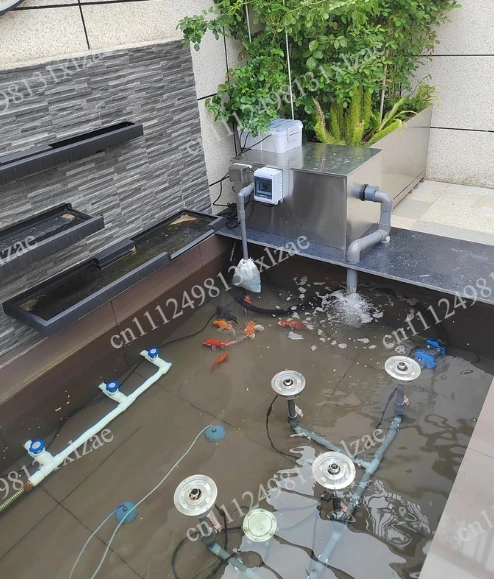 

Koi Pond Auto Filtration Unit - Self-Cleaning Outdoor Fish Pond Filter with Circulation & Waste Drainage