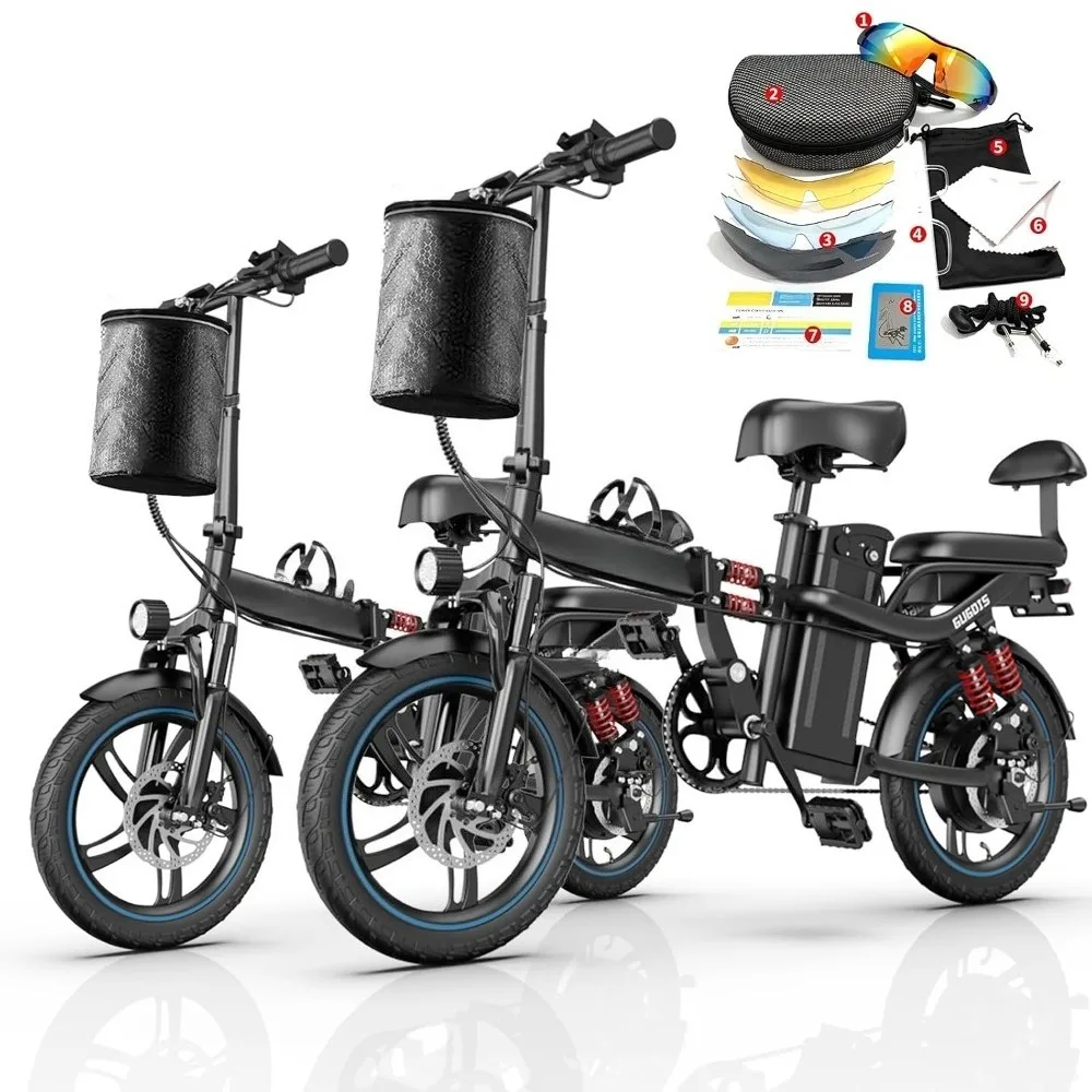 Folding Electric Bike 2 Seater, 750W/1000W Motor, 48V Removable Battery, 45/60 Miles, 16"/20" Tire, All-Terrain Foldable, Custom