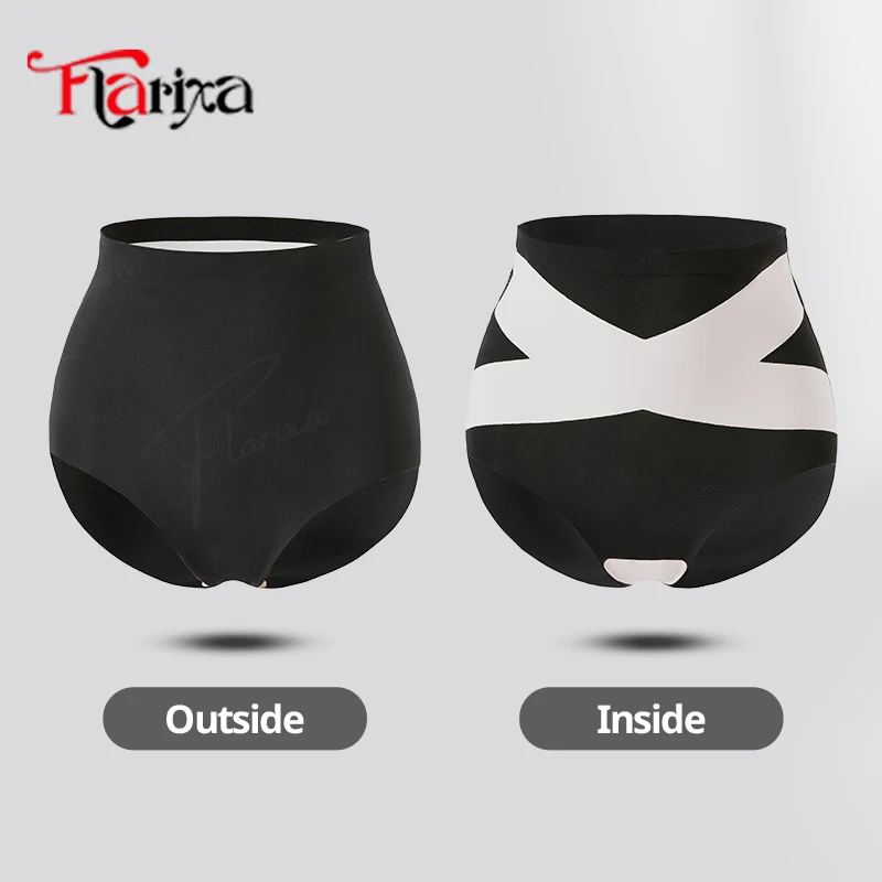 Flarixa حجم كبير المعدة المسطحة النحت محدد شكل الجسم النساء عبر البطن التحكم ملخصات الأسود الأرداف تشكيل سراويل 1XL-5XL