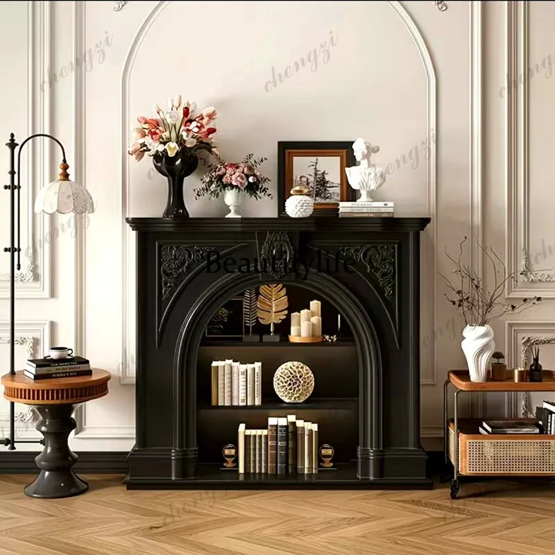 New French retro solid wood fireplace cabinet/living room entrance/anti-real fire fireplace decorative cabinet