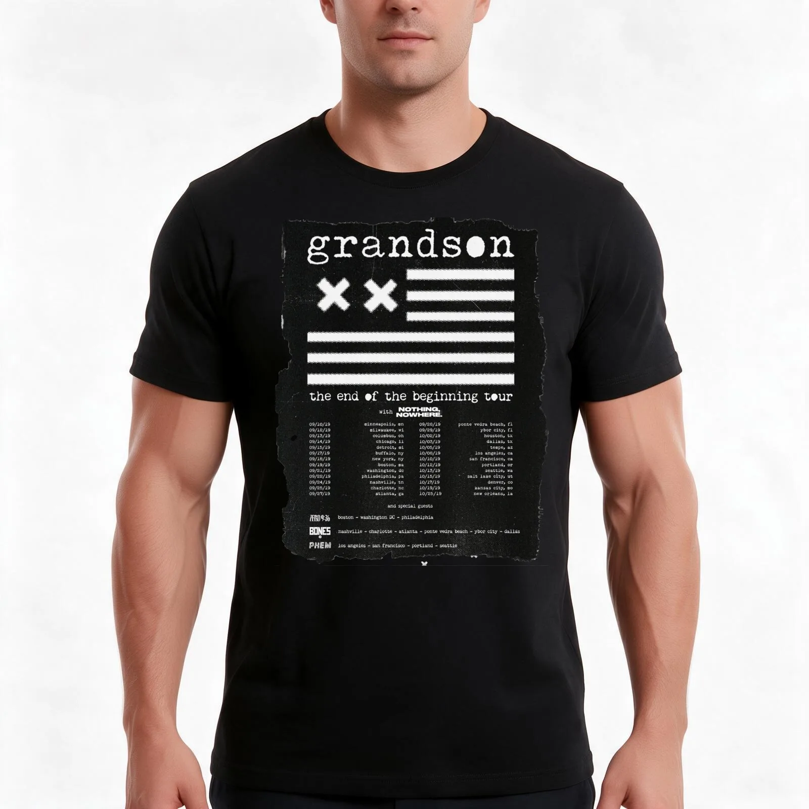 Grandson Band Tour Shirt T-Shirt, Summer Casual Cotton Tee, Oversized Streetwear Tops, Vintage Graphic Print, Unisex Men Women