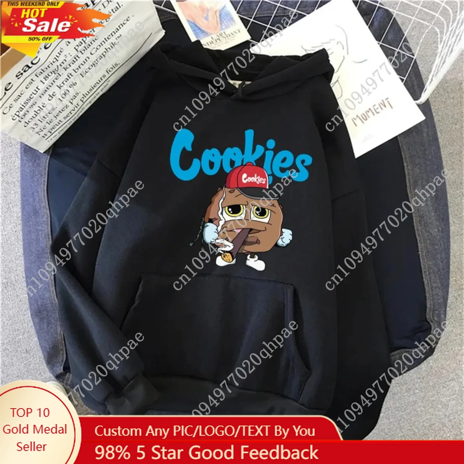 

Women Hoodies Anime Cookies Print Hip Hop Fleece Woman Casual Male Y2K Clothes Hoody Pullover Unisex Fashion Streetwear