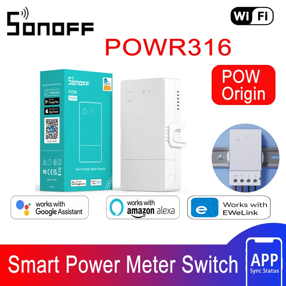 SONOFF POW Origin 16A Smart Power Meter Switch Wifi Smart Home Switch Wireless Remote Control Via eWeLink App Alexa Google Home