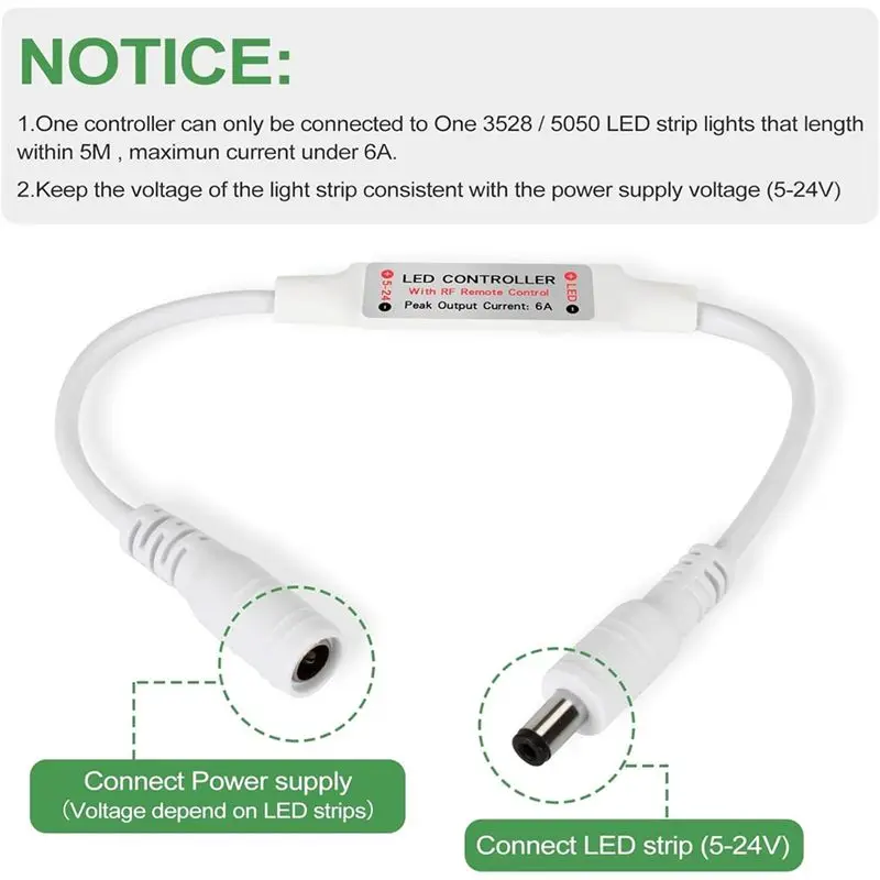 B76B Wireless LED Strip Controller Remote Dimmer 5-24V Single Color RF Remote for 3528 5050 LED Ribbon Lights