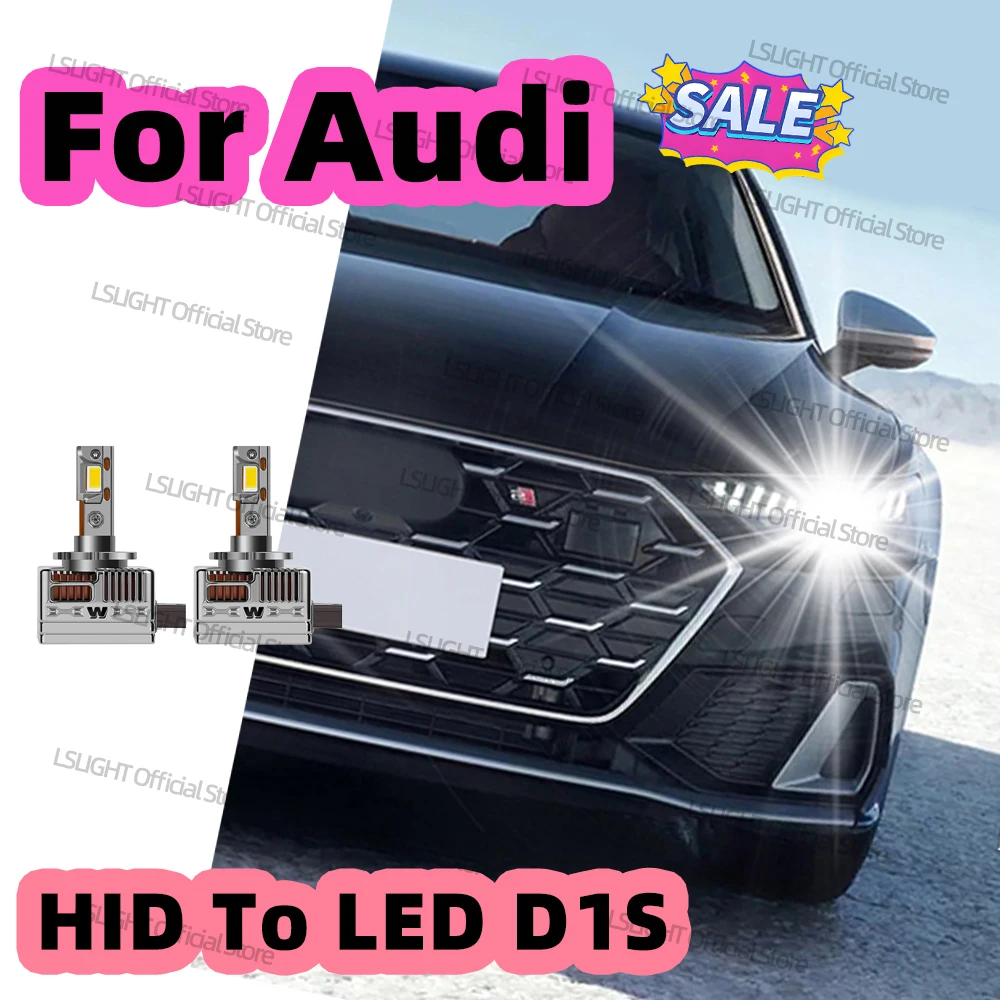 

2Pcs Car D1 D1S Headlight Bulbs For Audi A3 S3 A4 S4 RS4 B6 B7 A7 R8 TT 8J TTS TTRS HID 1:1 To LED Head Lamps 30000LM lug&Play
