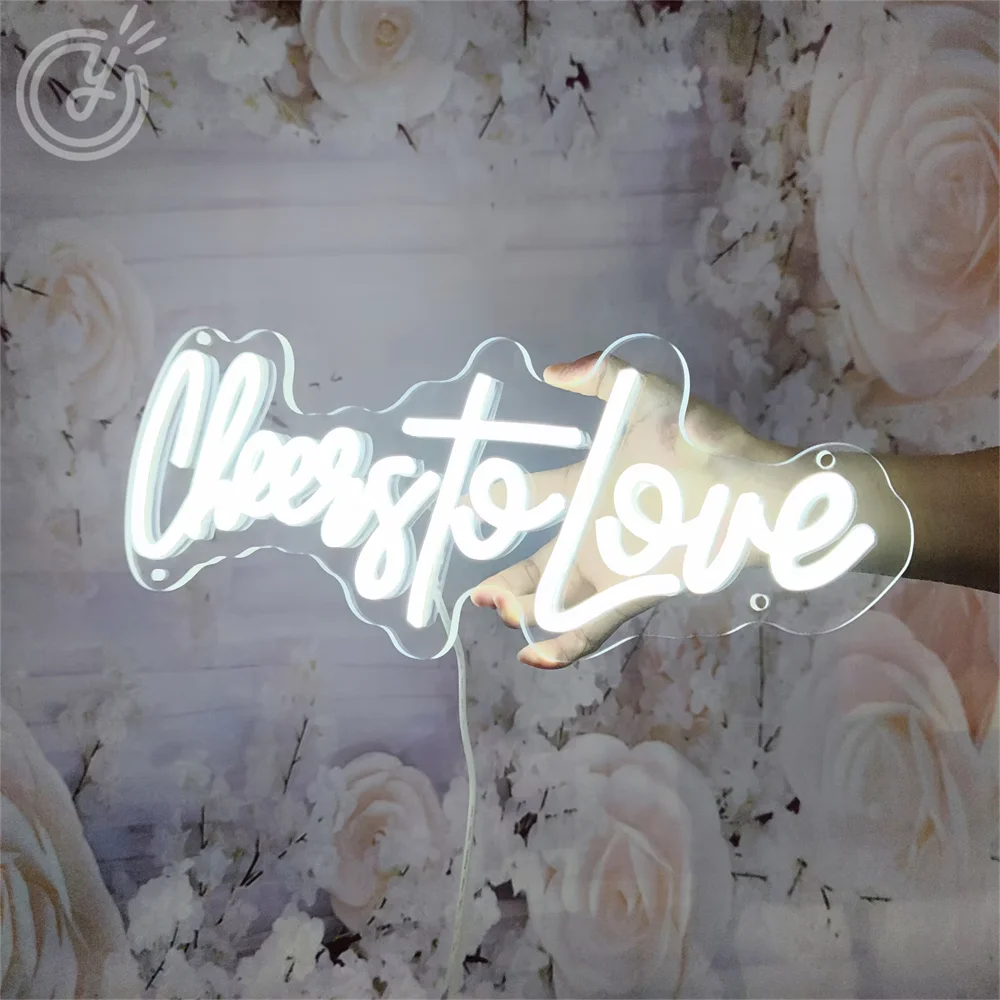 Cheers to Love LED Wedding Neon signboard Bedroom Wall Art Neon Decoration Anniversary Party Neon Sign Lights