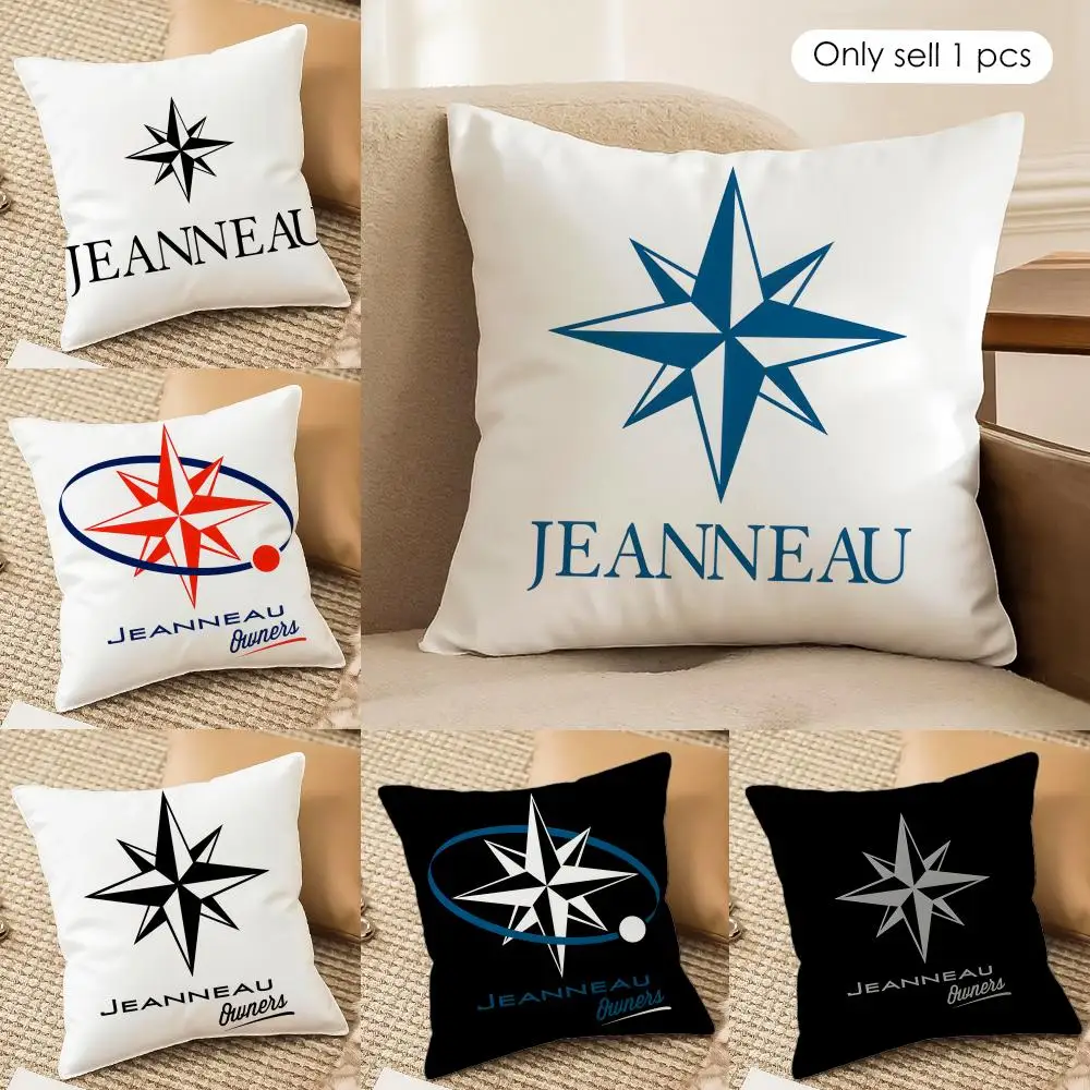 J-JeanneauS Yachts Logo Cushion Cover Silky Short Plush Invisible Zipper Dustproof Sofa Pillow Case For Home Decor
