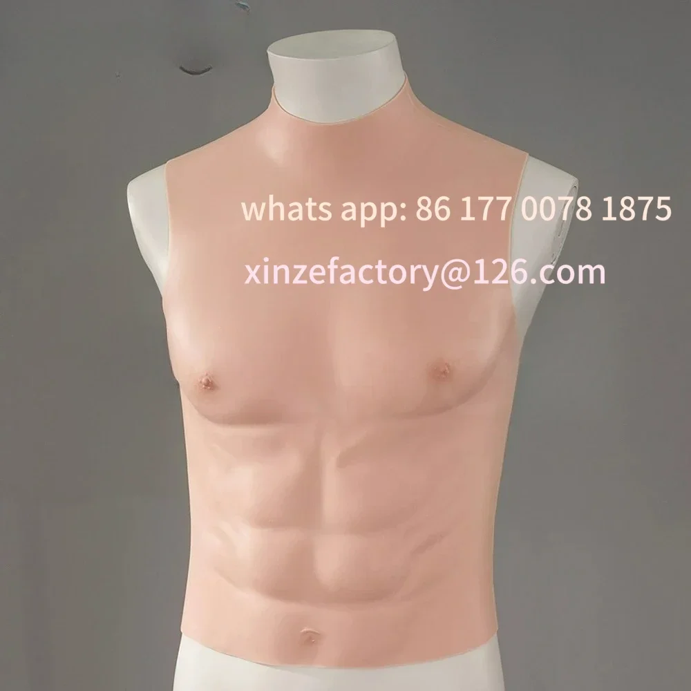 Customizable Fake Muscle Game Anime Cosplay Props Men Realistic False Fake Chest Muscle Cosplay Prop