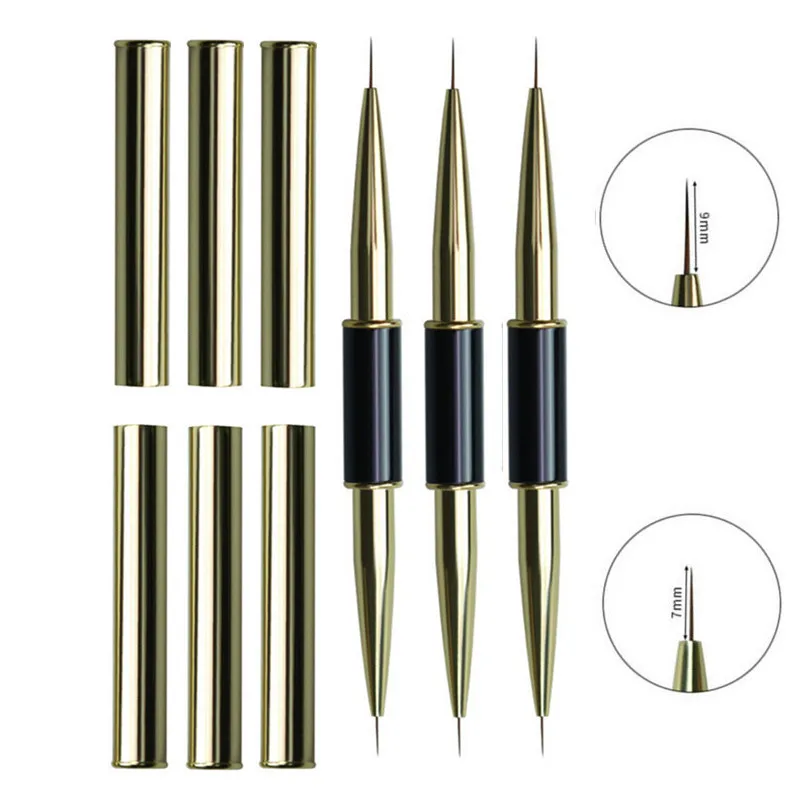 แปรงเพ้นท์เล็บแบบสองหัว 1/7 ชิ้น สำหรับวาดลายเส้น ลายเส้นละเอียด ทาสี ทาผงอะคริลิค เจลยูวี ต่อเล็บ วาดลายเฟรนช์