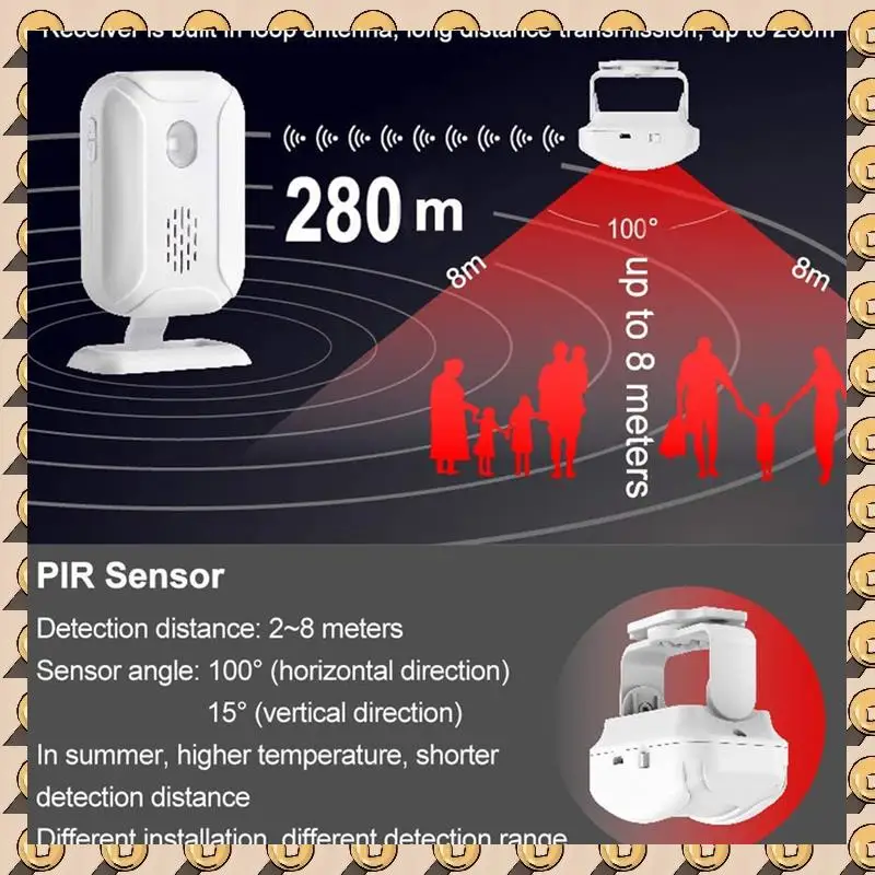 A003 Датчик движения Детектор Сигнализация Звонок Входная система оповещения Домашняя безопасность Инфракрасный PIR C