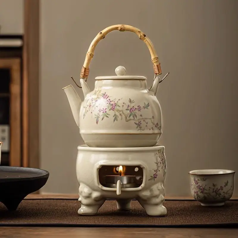 

Zml tea warmer large capacity candle heating teapot for home tea roasting stove