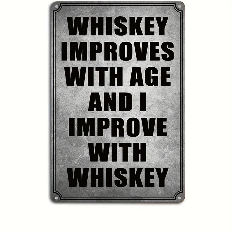 2D Flat, 1pc Vintage Whiskey Lover Metal Wall Art Sign - 