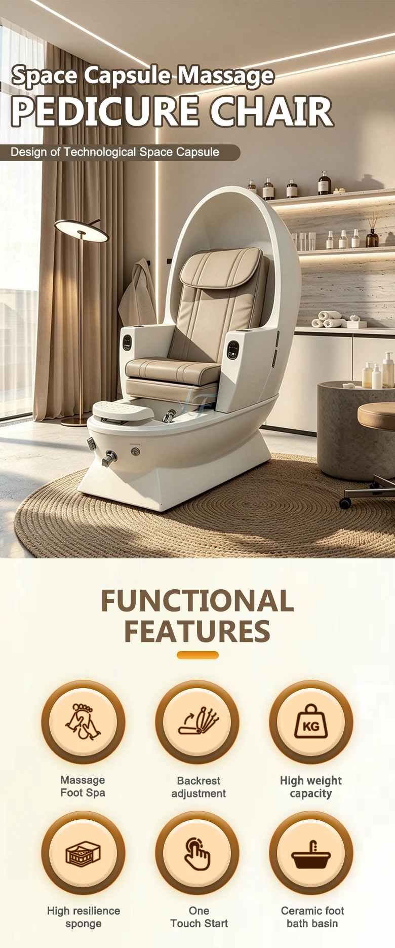 Elektrisches Massage-Pediküre-Fußbad mit Wassermassage und Umgebungslicht für Salon- und SPA-Schönheitsmöbel – Detail 1