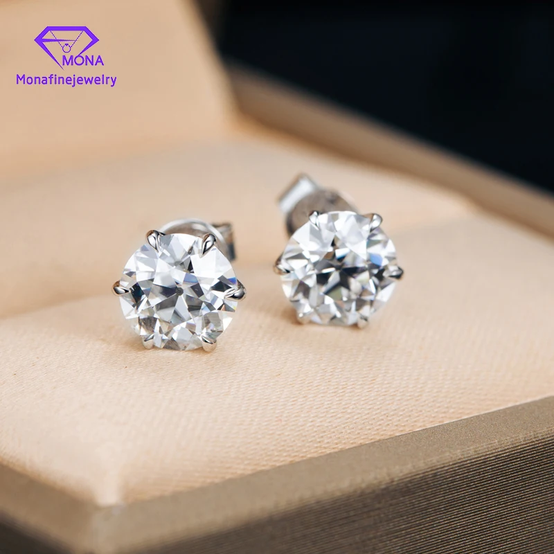 

Custom ink 14k White Gold Earring Stud With 2cts 7x7mm Square Brilliant Cut Moissanite Best Quality