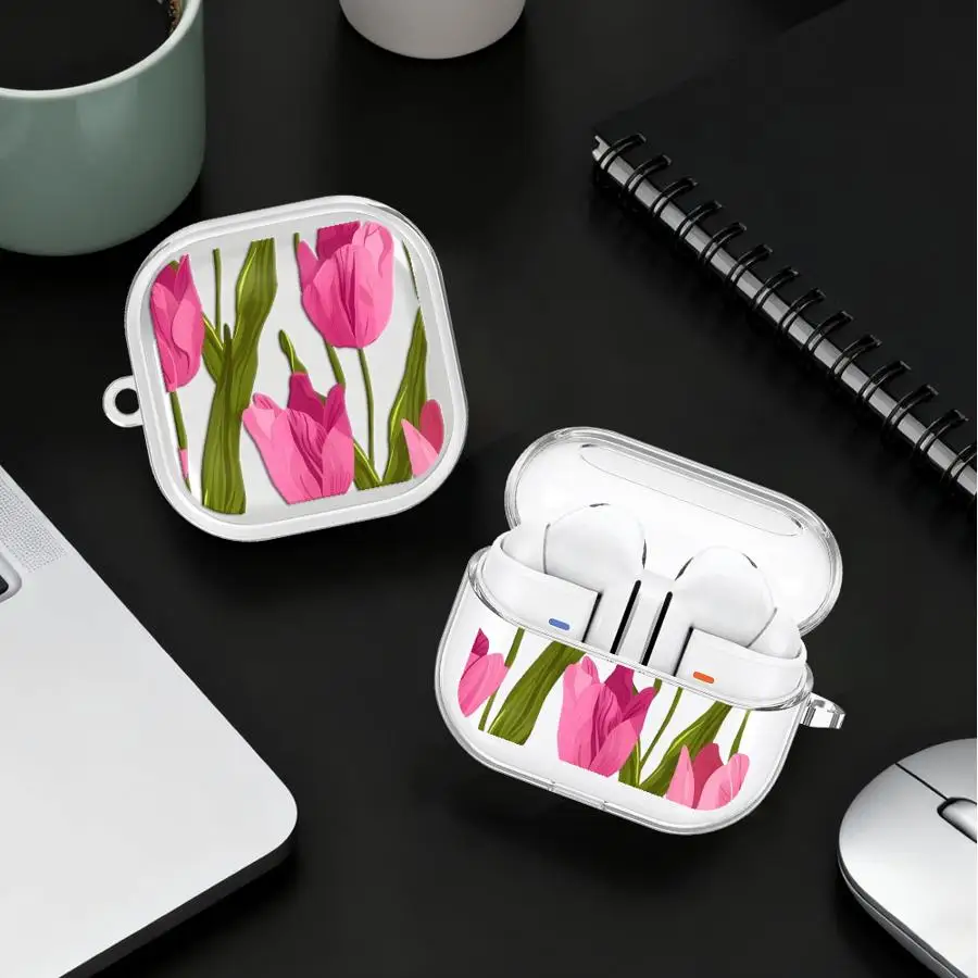 Flower Minimalist Case For Samsung Galaxy Buds 2 Live 3Pro 3 FE 4 Pro 4Pro Clear Earphone Cases Cover