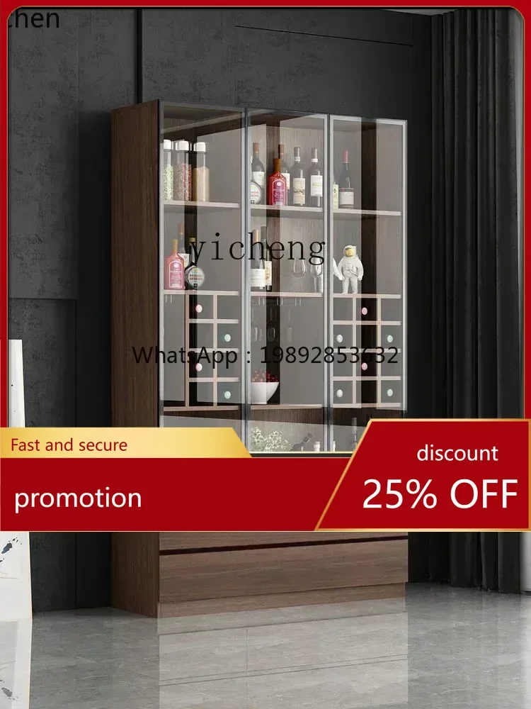 

HT Настенная витрина для гостиной, бытовой светильник, роскошный элитный современный простой стеклянный дверной шкаф, небольшой винный шкаф из массива дерева