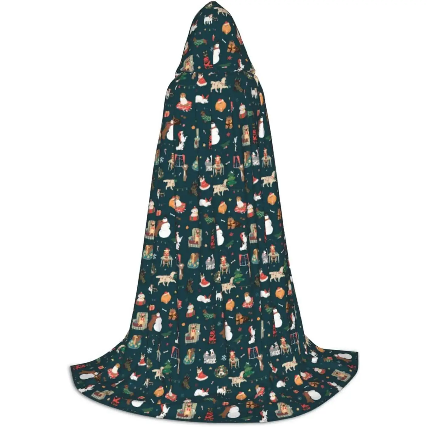 

Santa Claus Christmas print Stylish Hooded Cape Cloak - oversized hat Cape for Women and Men fit carnival Cosplay