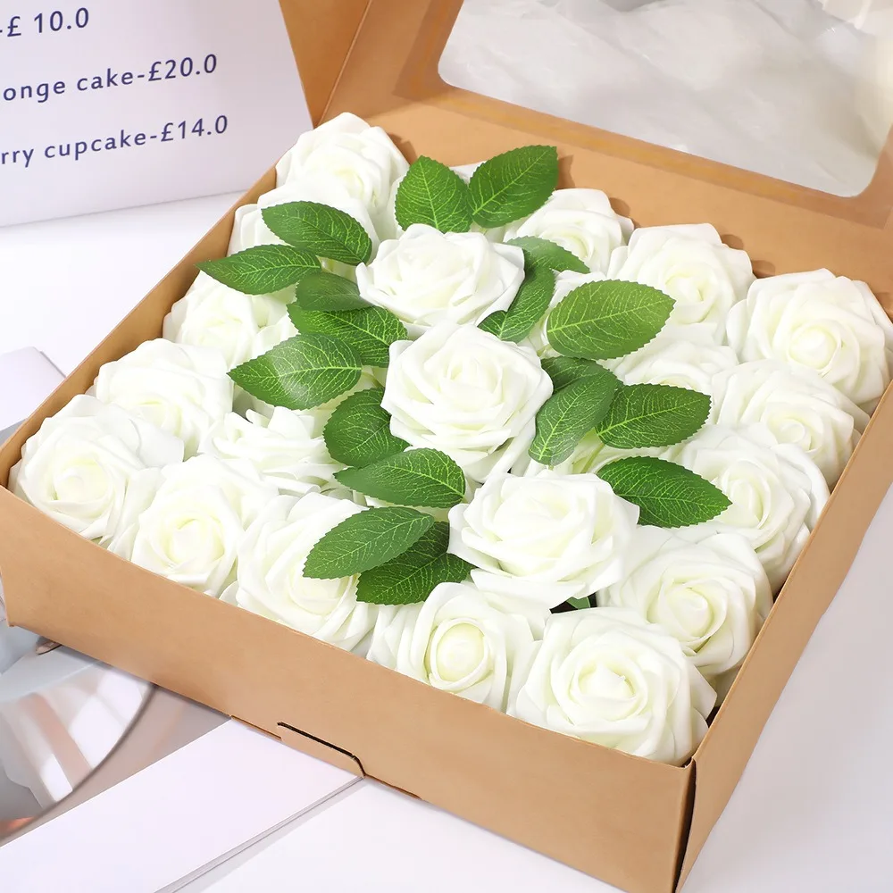 25 Stück künstliche Rosenblumen aus Schaumstoff, künstliche Blumen für Valentinstag, DIY-Geschenke, Ornament, Hochzeit, Heirat, Dekoration, Heimdekoration – Detail 15