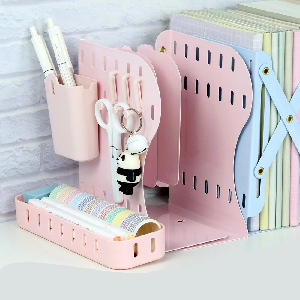 Creative Retractable Bookends Metal Desk Book Holder Desks Organizer Office School Home Bookshelf Stationery Gift