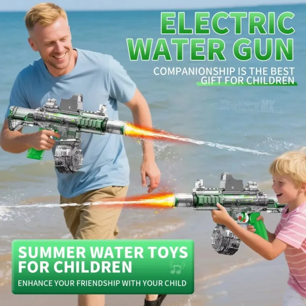 Pistola de água elétrica com som e luzes, rifle de assalto tático, brinquedo para verão, praia ao ar livre, piscina, praia, jogos divertidos