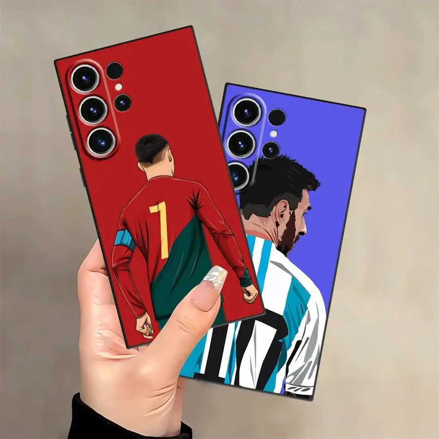 حافظة لهاتف سامسونج جالاكسي S21 FE S23 Ultra S20 S25 Edge S24 Plus من Football Star باللون الأسود الناعم #1