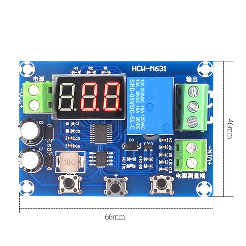 Bateria carga descarga módulo com voltímetro, subtensão sobretensão proteção temporização função, HCW-M631, DC6-40V