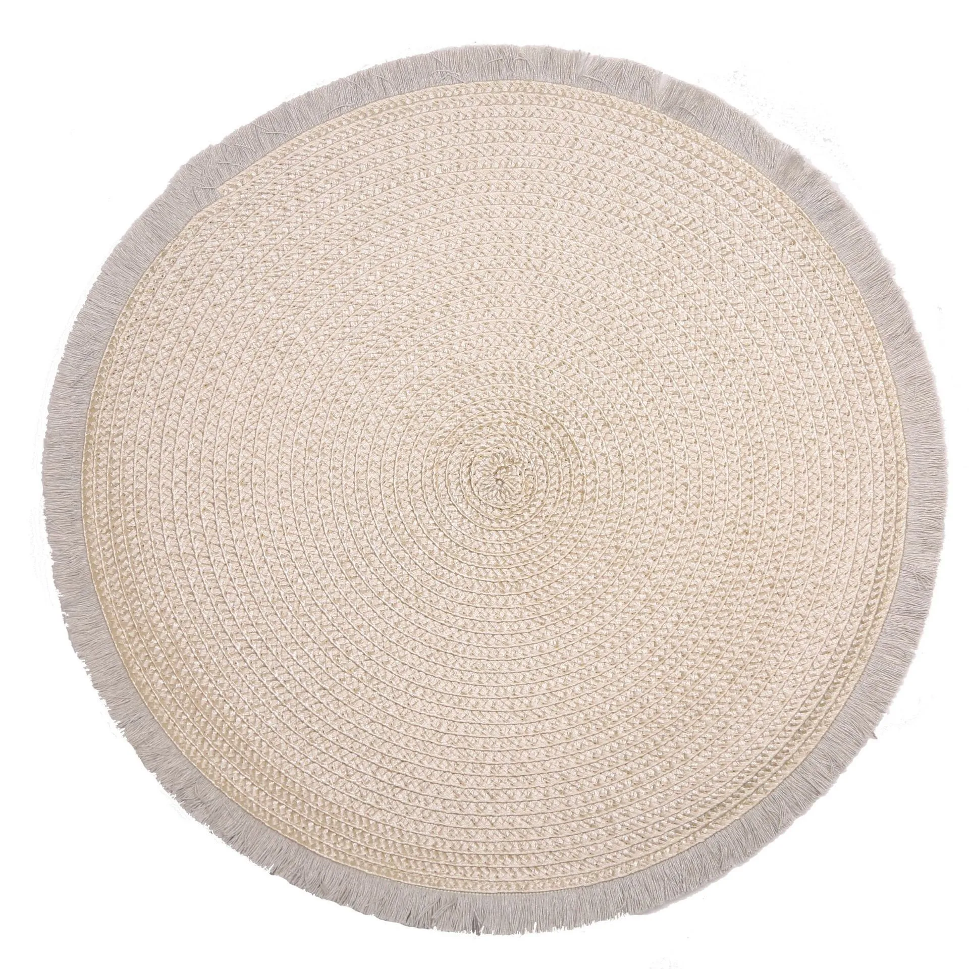 Indoor & Outdoor Paper Yarn Braided Dining Table Non-Slip Heat- Resistant Round Woven placemat with Tassel for Daily use