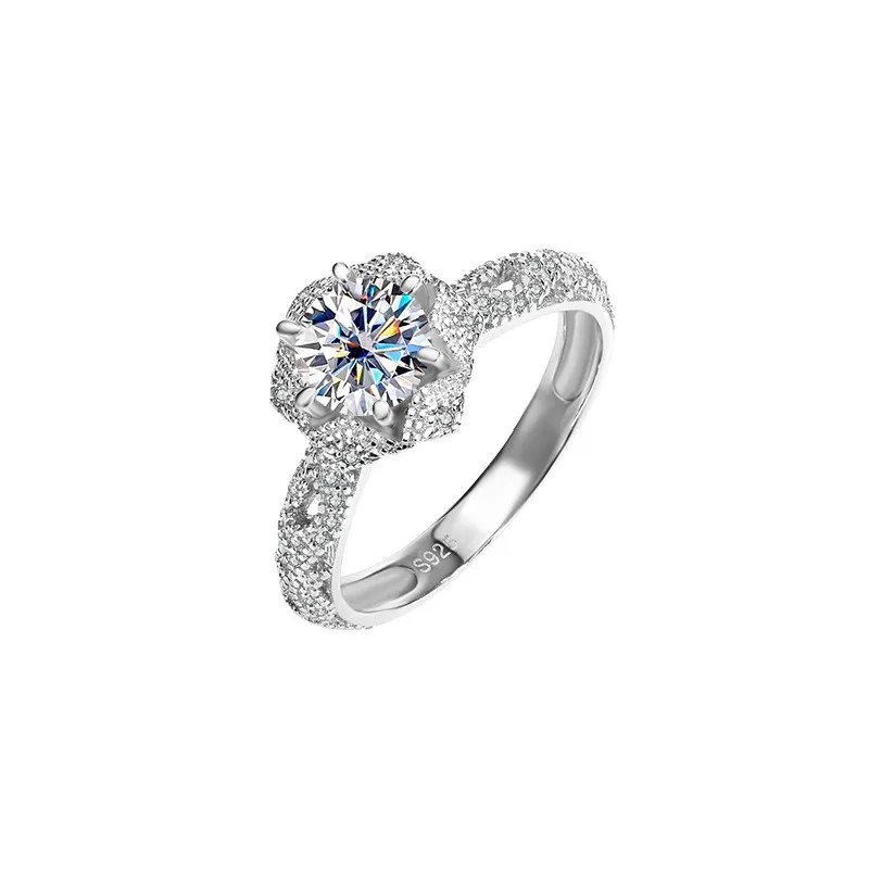 

KM074 Lefei Fashion Trendy Luxury Classic Diamond-set 1CT Moissanite Snow Paw 6 Rings For Women Silver s925 Charms Jewelry Gifts