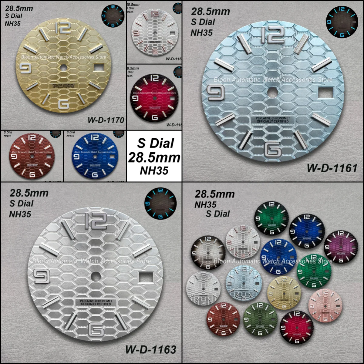28.5mm Diving S Dial Fit NH35/NH36/4R/7S Japan Movement Ice Blue Luminous For Date just Watch Modification Accessories Fit 3/3.8